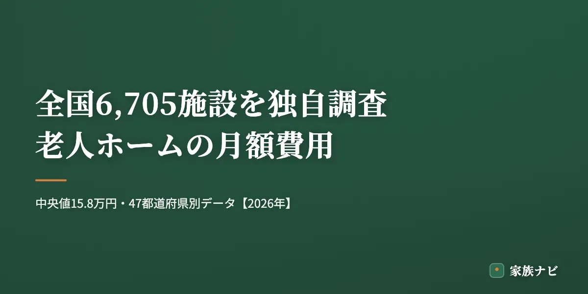 【独自調査】老人ホームの月額費用は中央値15.8万円——全国6,705施設・47都道府県の実態（2026年）